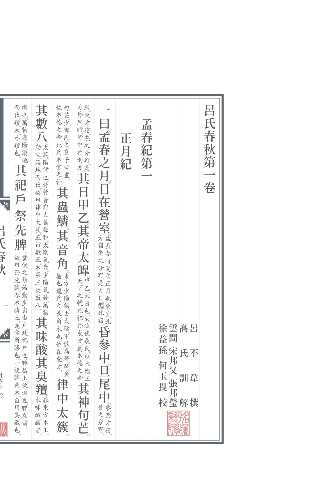 古籍排版古籍版式古文排版吕氏春秋吕氏春秋照片关于统一古籍版式结构