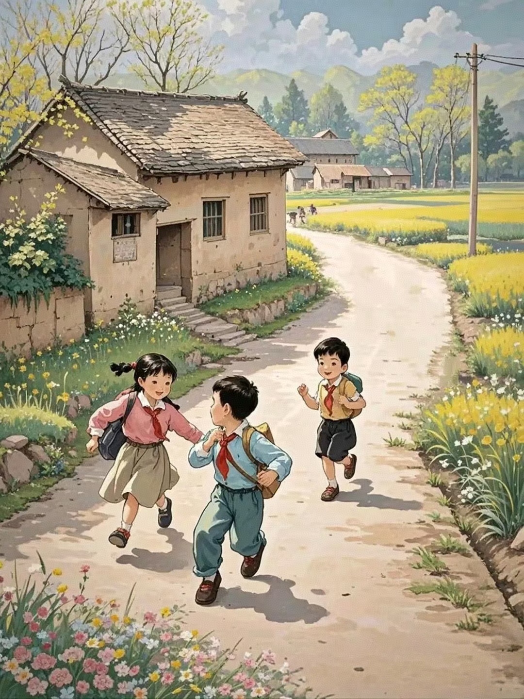 《童年》插图画童年唯美《往事依依》课文插图手绘图片童年课本插图