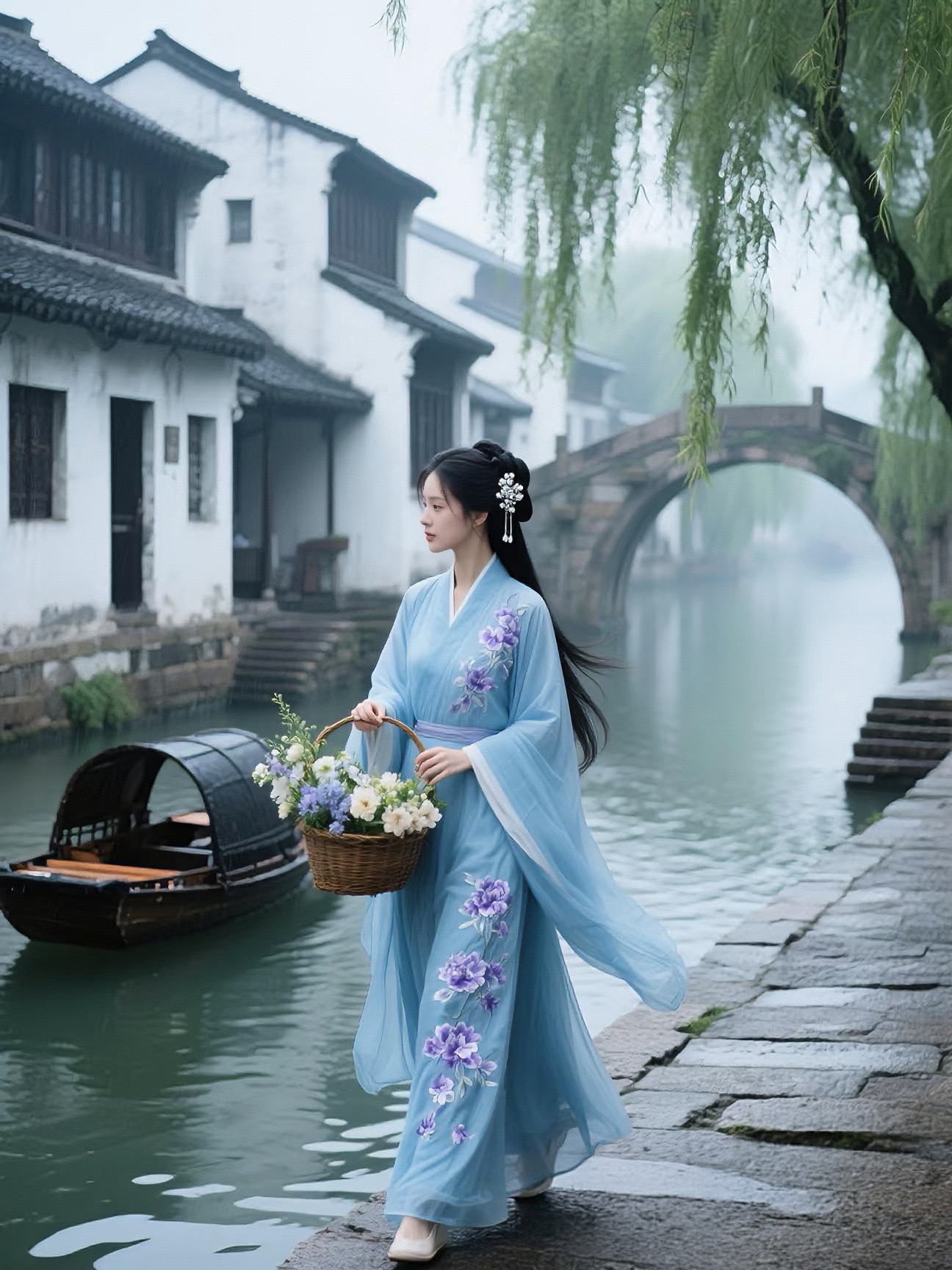 天青色等细雨,而我在等你 云絮捻成丝,裁半寸青空