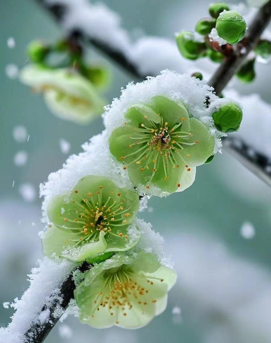 冬天梅花自然雪景图片