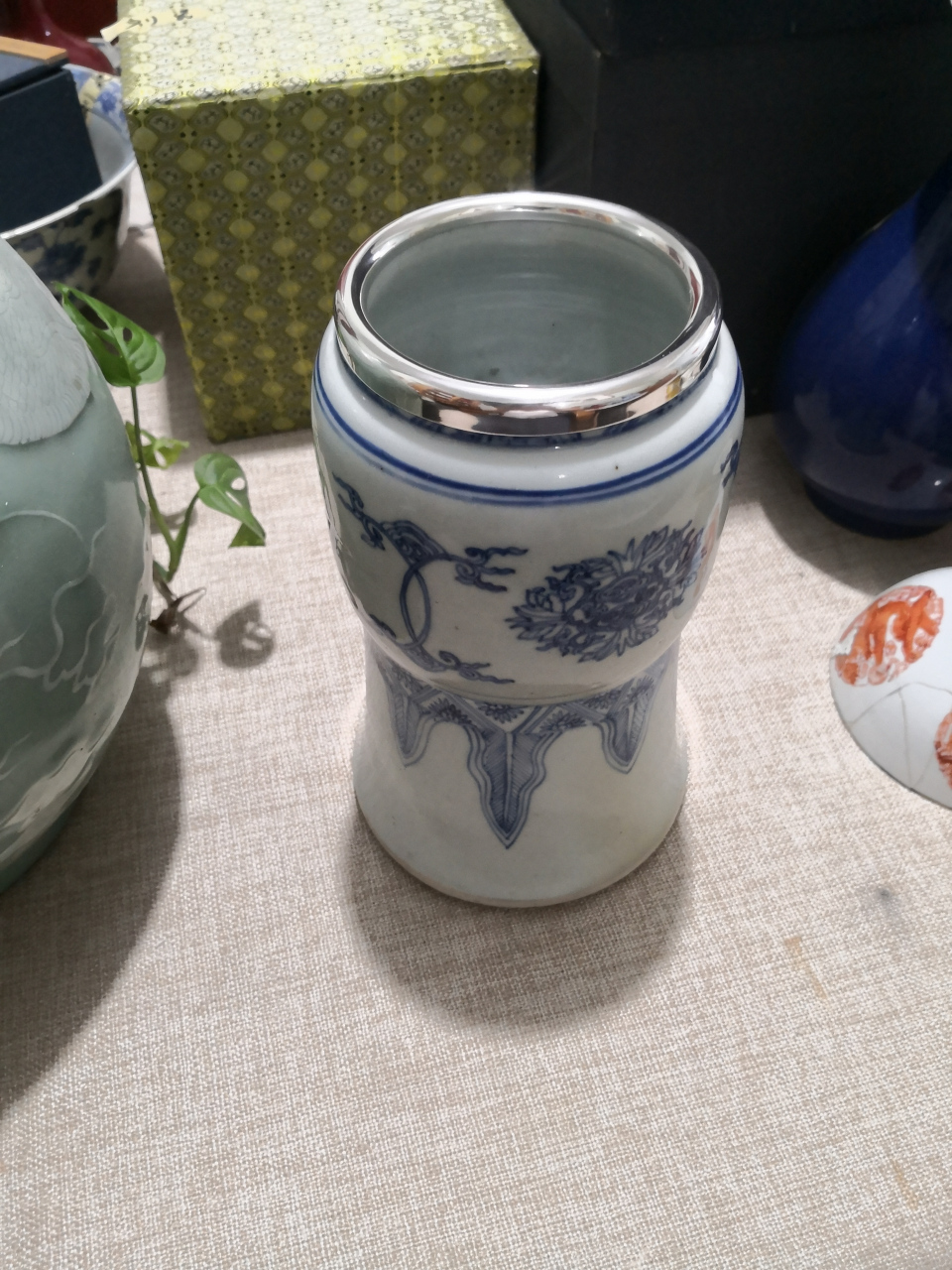 锔瓷,纯银包口工艺修复.