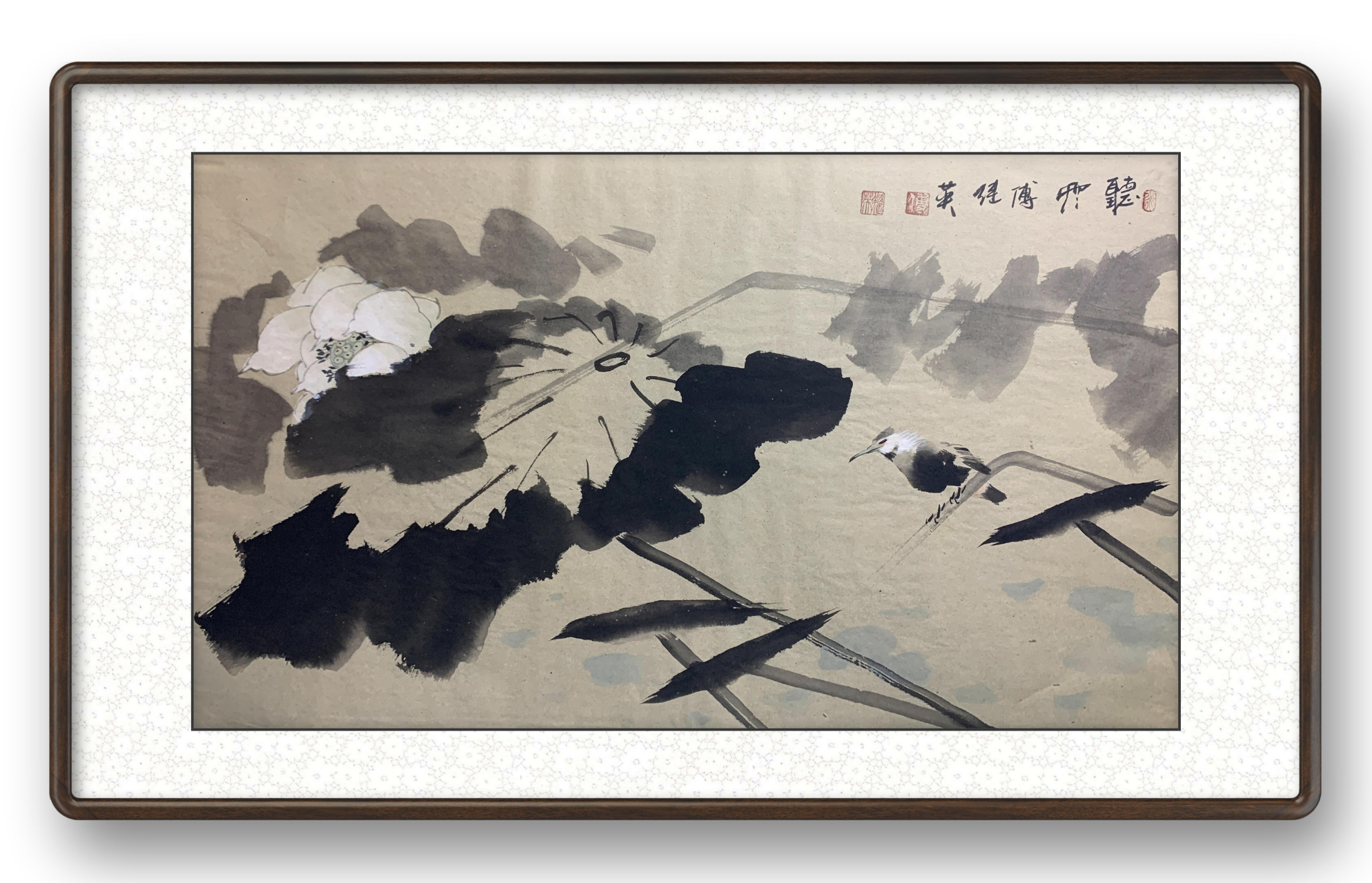 傅继英写意:听雨42*72cm 未装裱#写意# #国画荷花