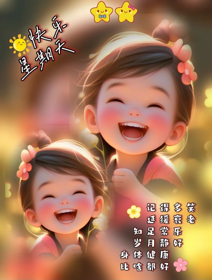 今天是星期天啦,希望你们每天都能快快乐乐的呀,就像女孩子笑起来那么
