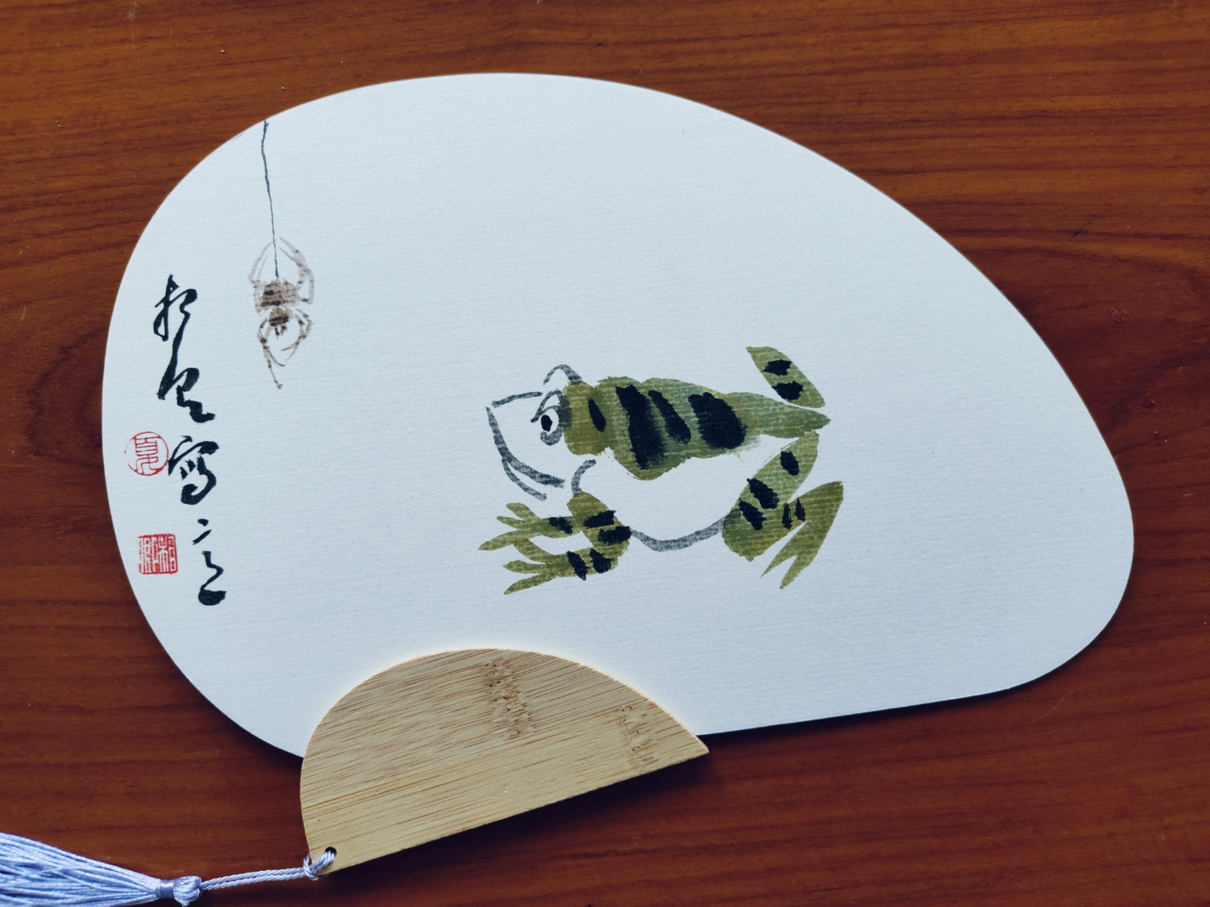 扇# #写意花鸟画# #青蛙# #国画花鸟