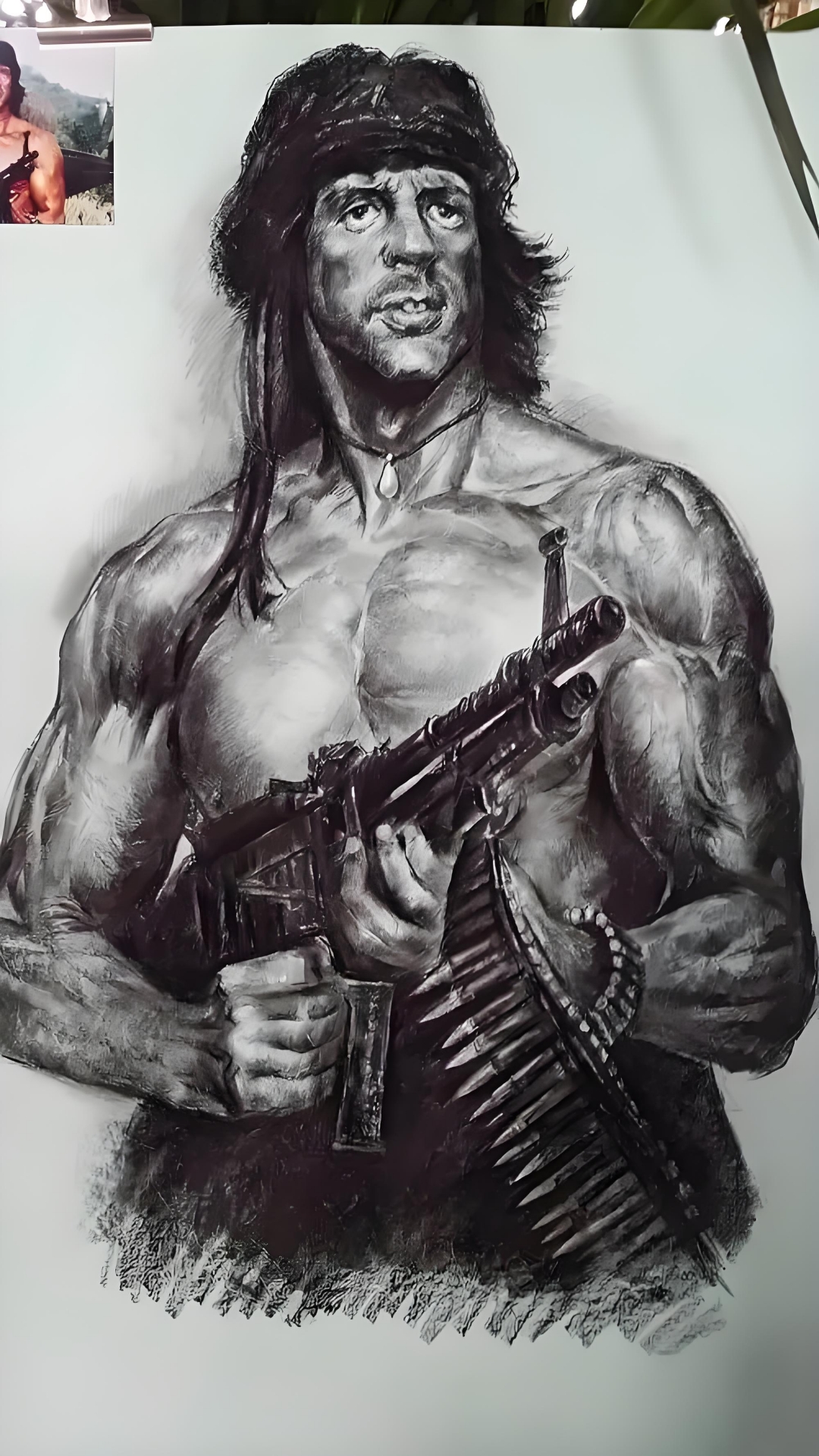 今天心血来潮,给偶像史泰龙画了《第一滴血》中的漫画形象!