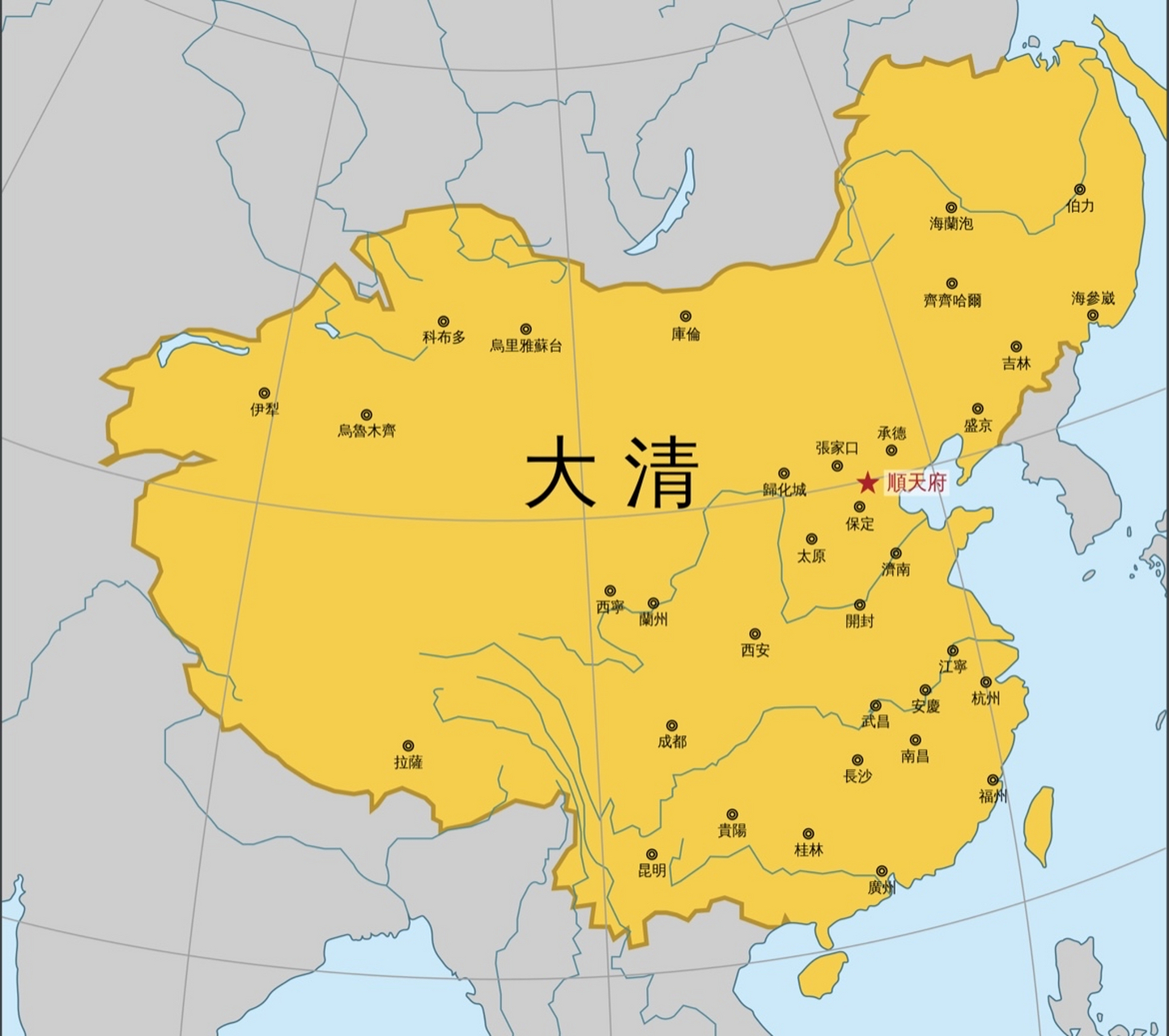 中国现在的面积960万平方公里,清朝时期的面积1380万平方公里,扣掉
