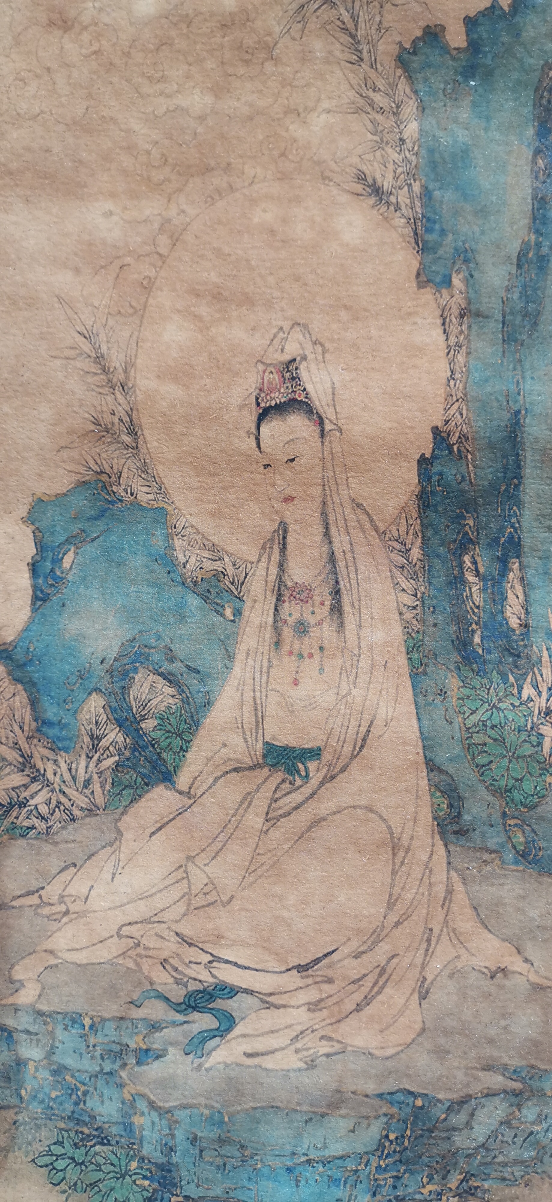 清代丁观鹏手绘观音图.#收藏