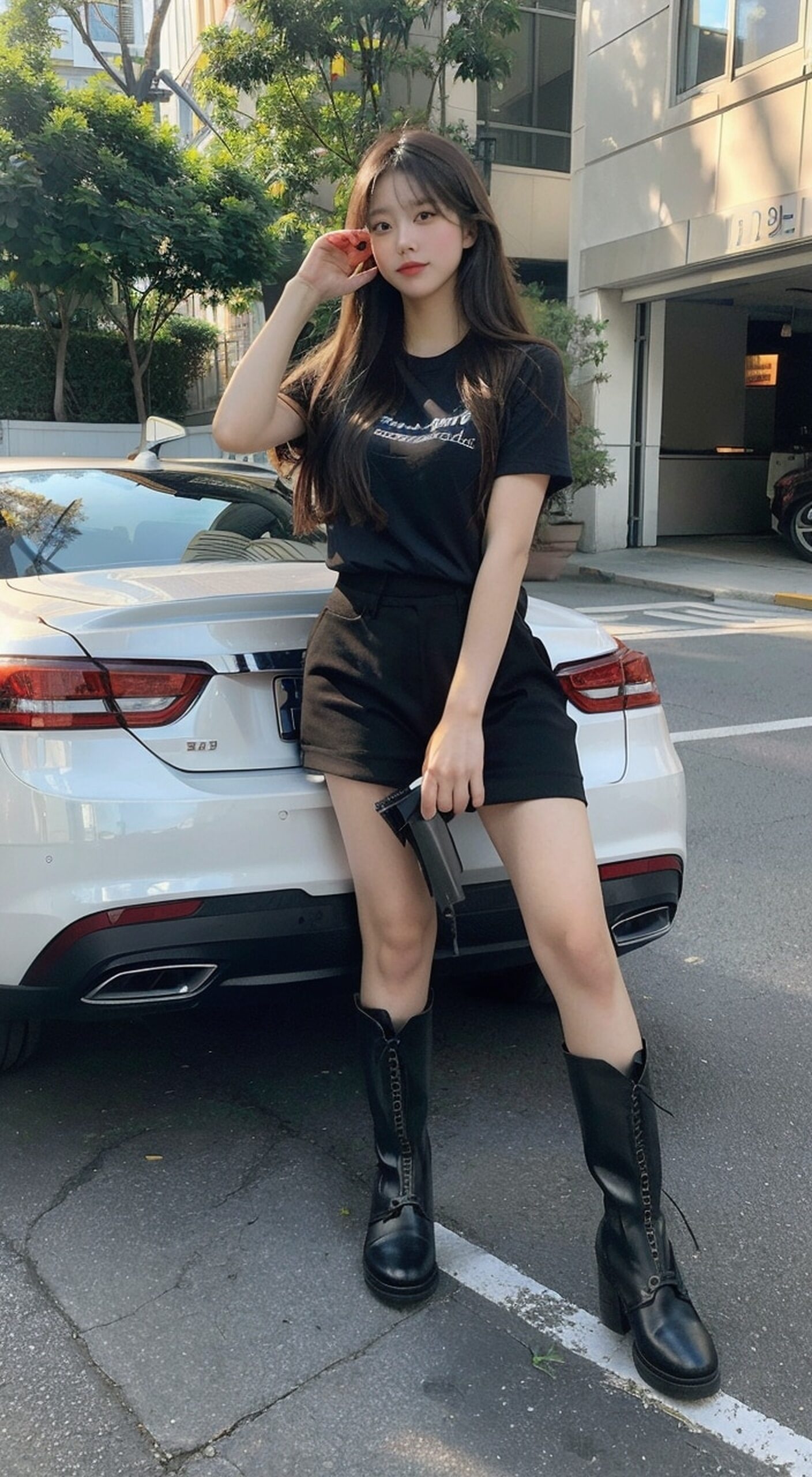 长腿小姐姐街拍,酷酷的黑色穿搭,帅气有型,长腿杀～#性感好身材