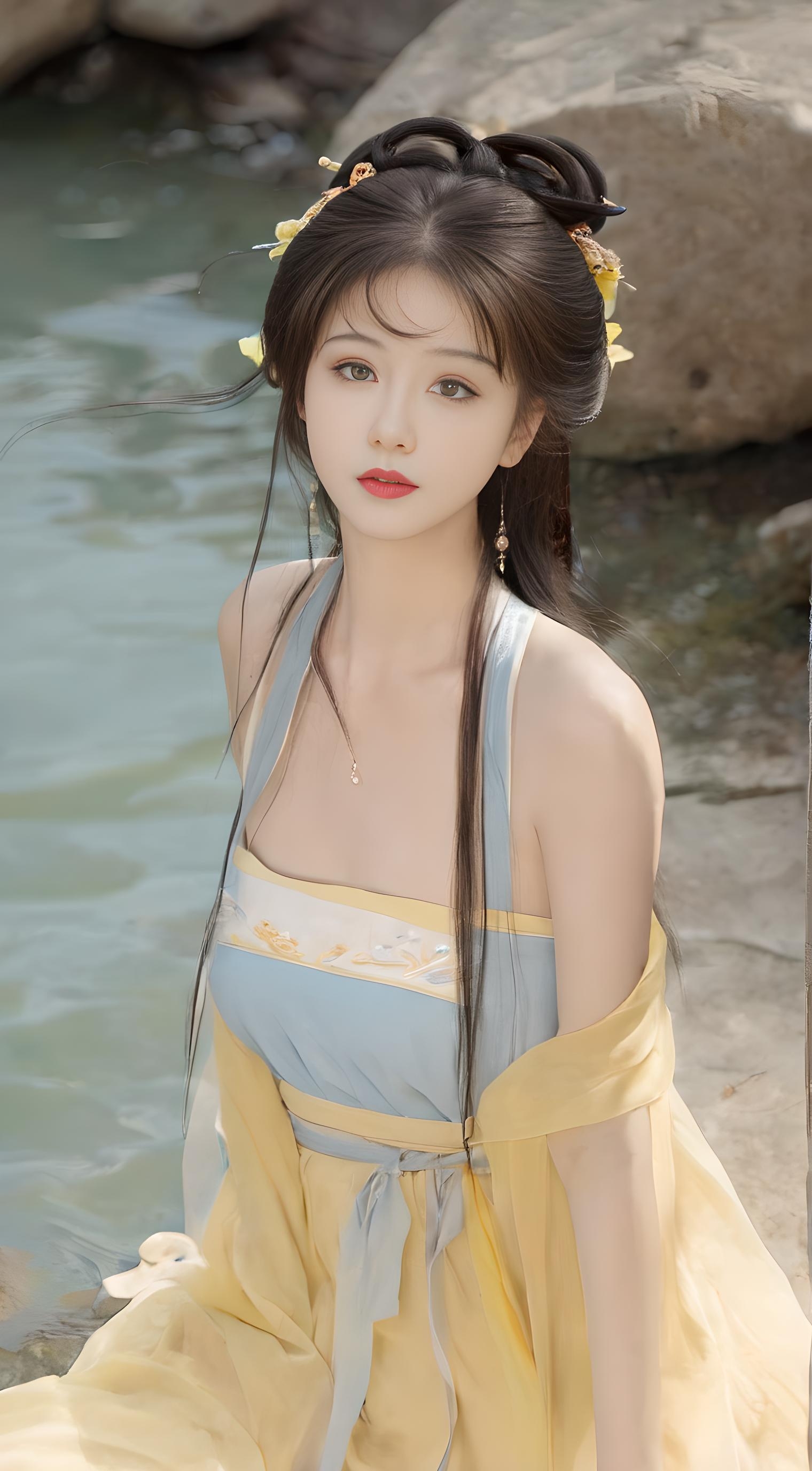 ❄️扣一的女朋友长这样哦,古装女神来啦,在冬日雪地里,有这样一