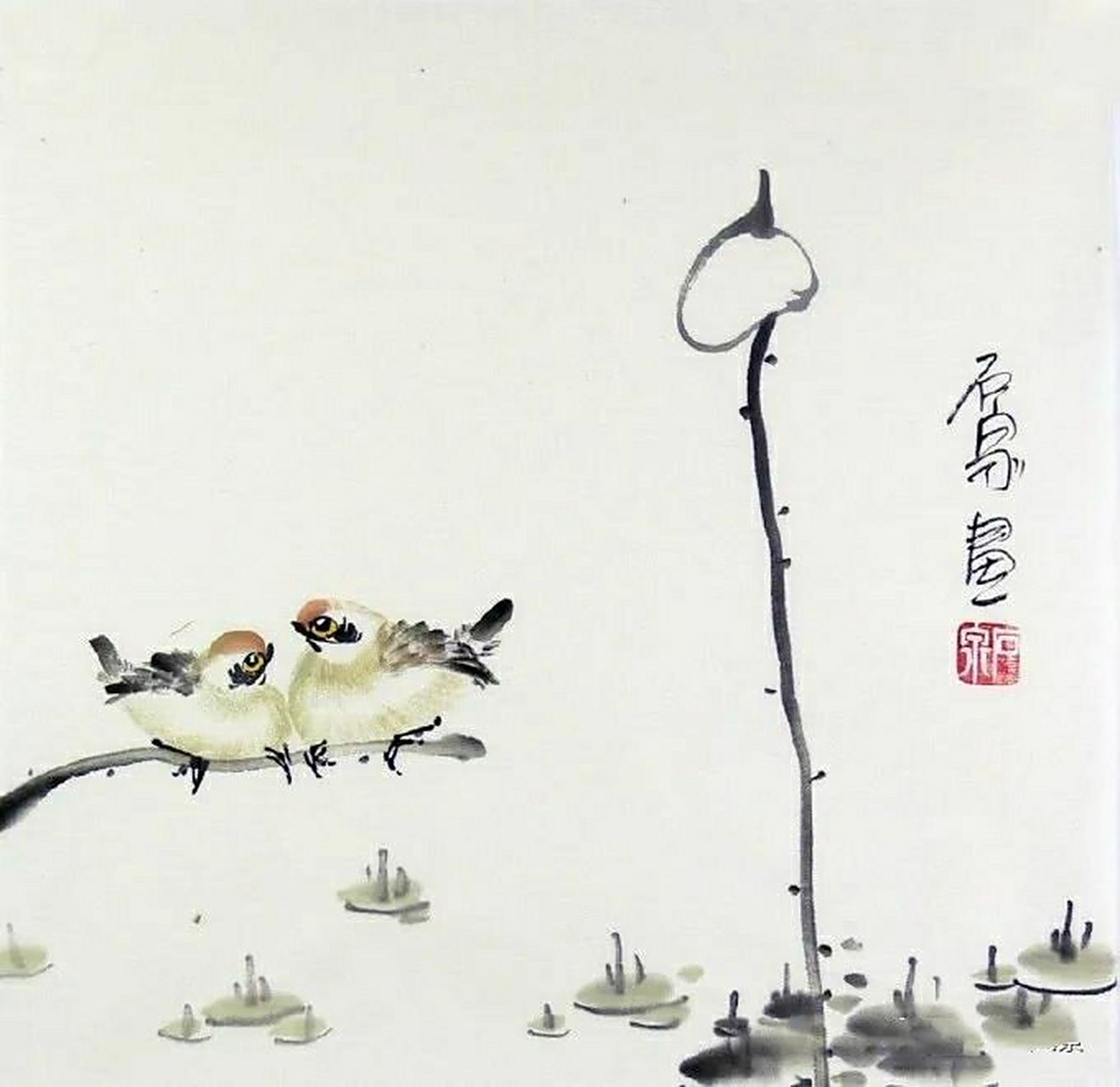 这是画家石泉笔下一组淡雅的国画小品,送给大家一赏!#艺术# #国画