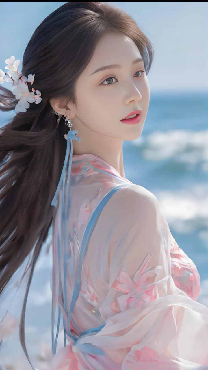 海边古风美少女#美女# #壁纸# #写真# #百家号星火计划