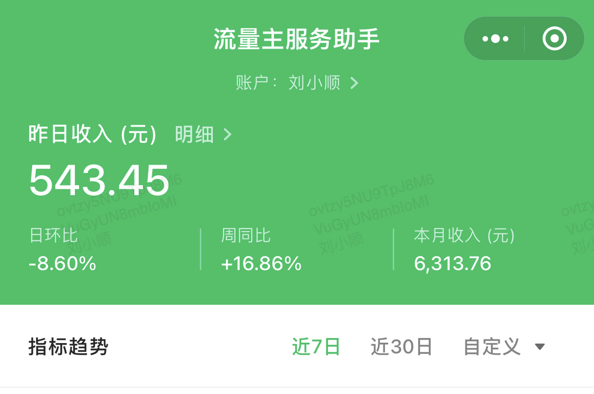 我的微信公众号"刘小顺"昨天阅读量14万 ,流量收益500元 ,图文原创,没