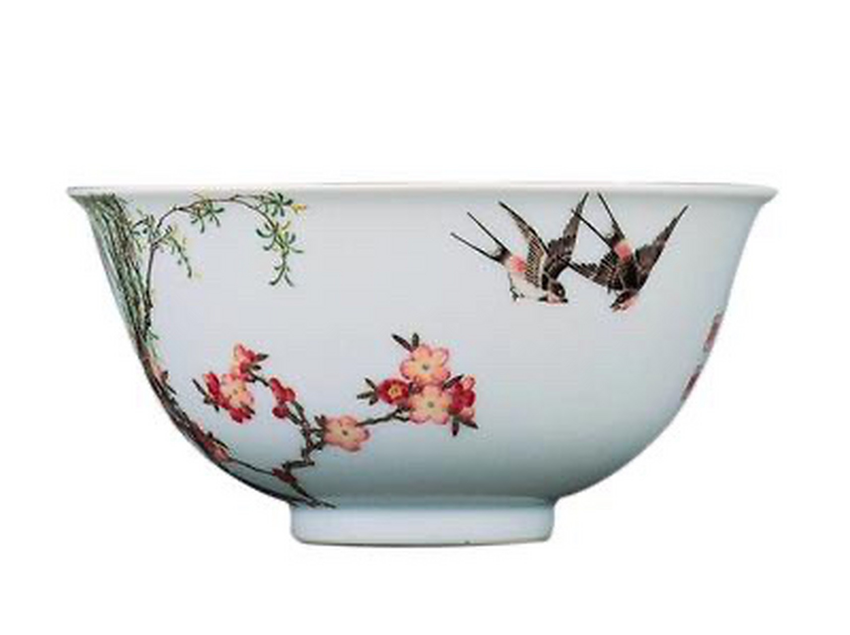 清乾隆 御制珐琅彩杏林春燕图盌 尺寸:直径11.