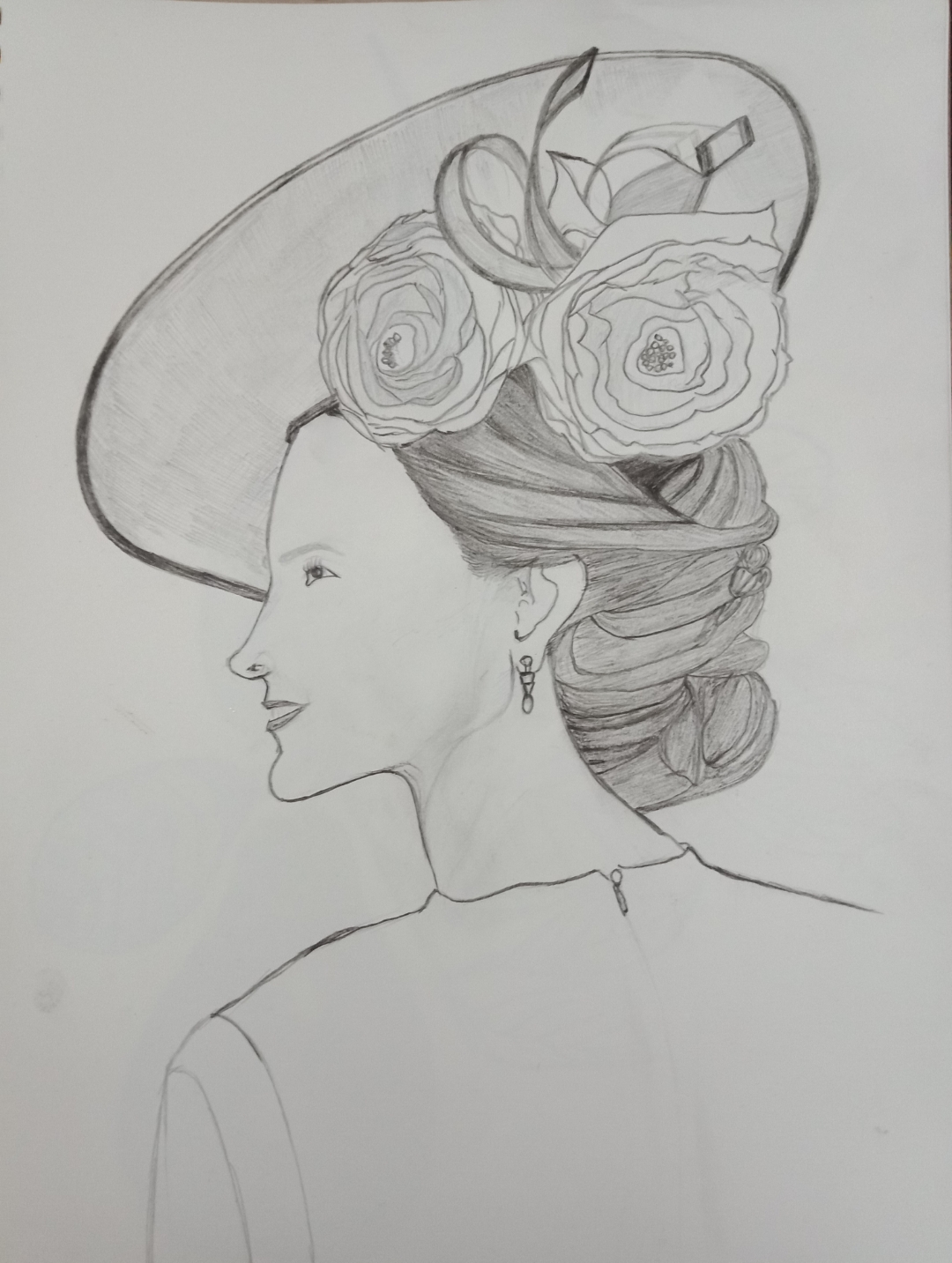 余稳玲《凯特王妃》 写生素描,2022年作