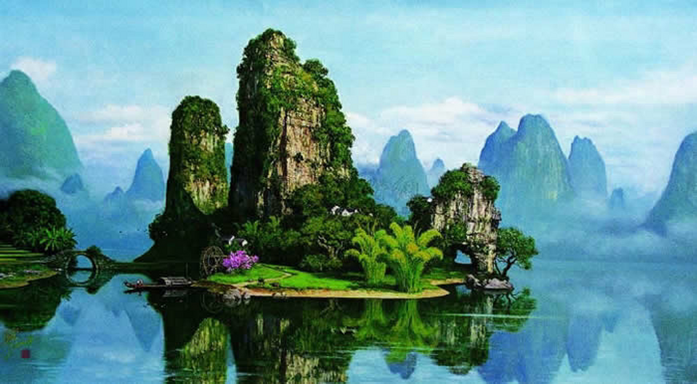 刘宇一《瑶池会仙图》 1995年作 成交价;1080万  刘宇一《仙居》 2000