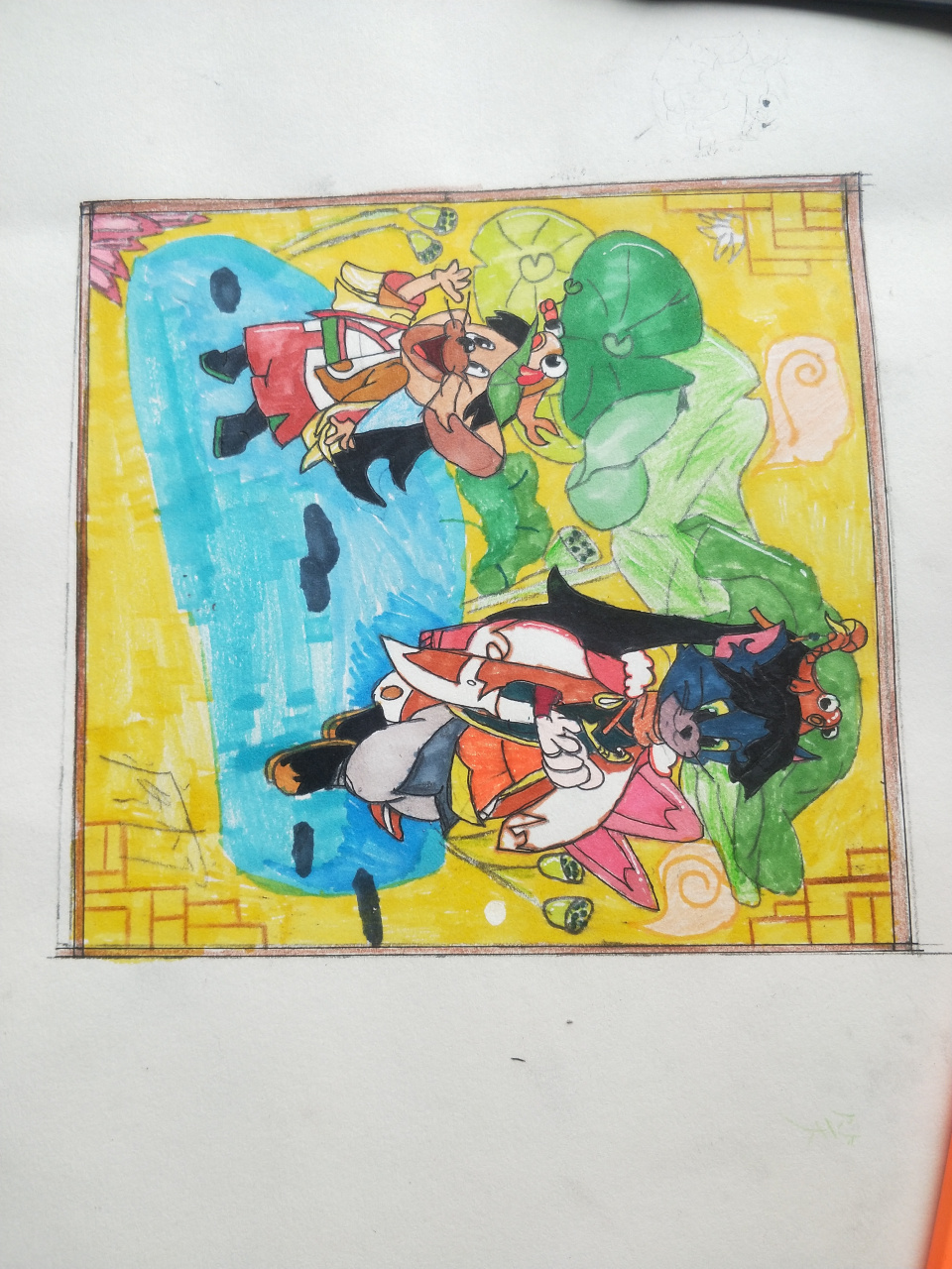 鱼戏莲猫和老鼠