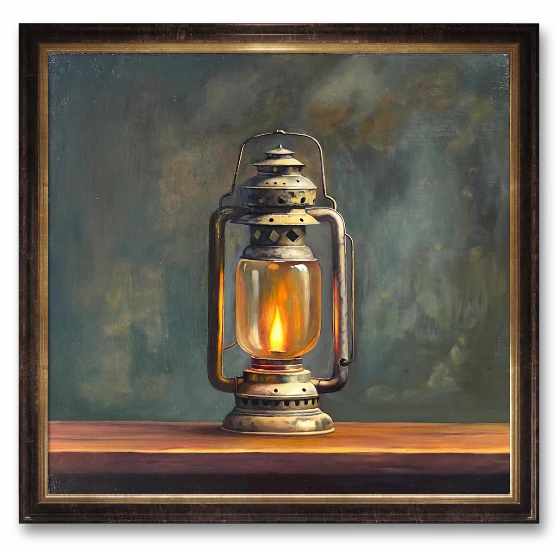 🔥旧油灯下,灯芯燃烧着黄色的火焰,仿佛在诉说着古老的故事