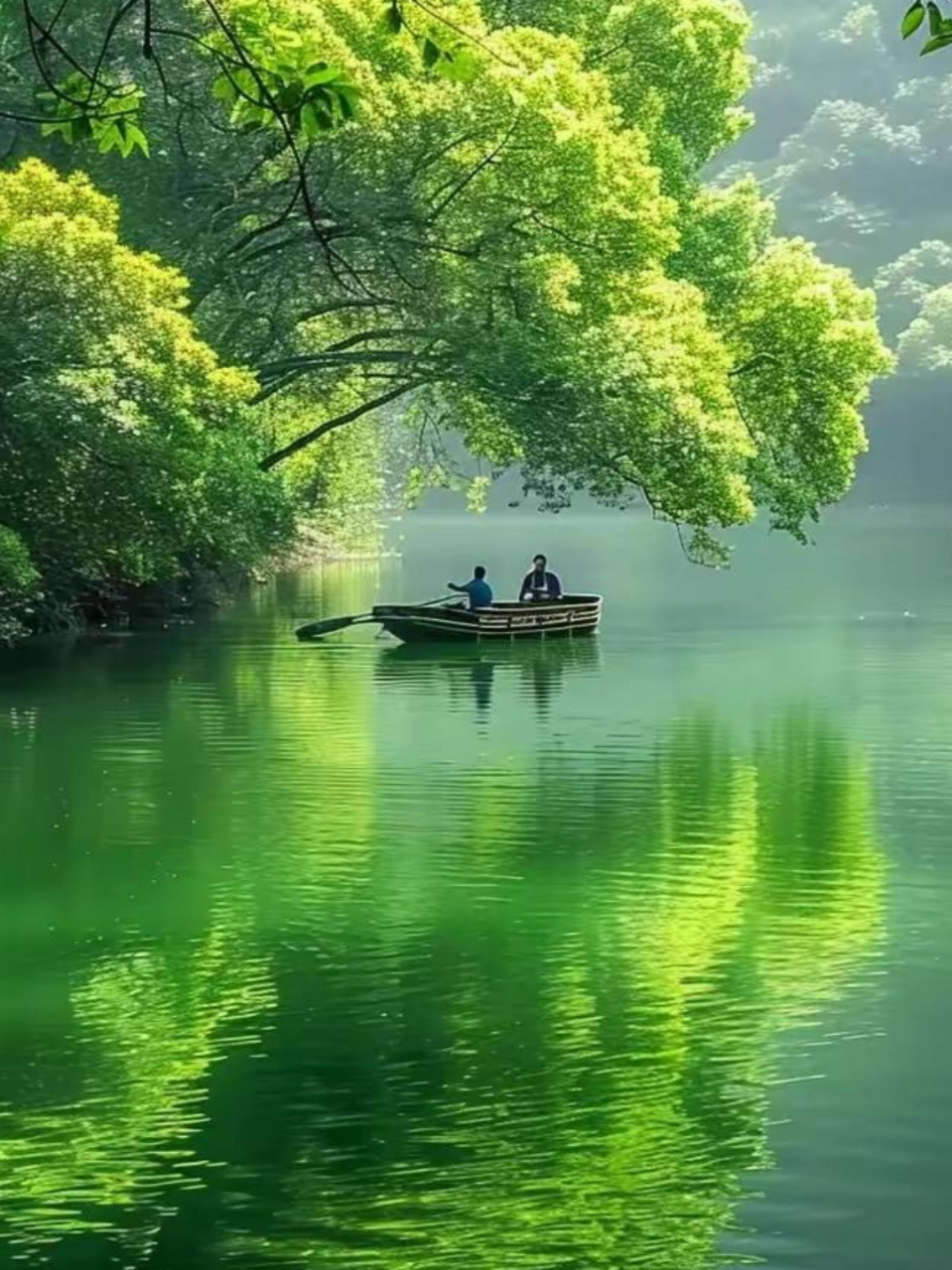 初见这平静的河流,仿佛进入了绿色的梦境.