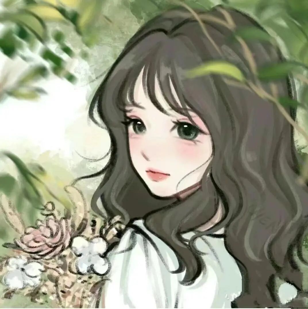 绿色系may风手绘小众女头,求求了,让我破50赞吧!