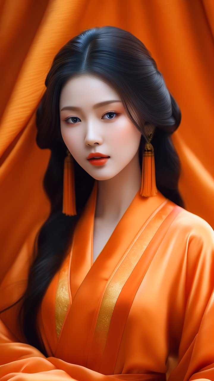 橙色古装,清新明快,如同春日暖阳,给人以温暖与活力.