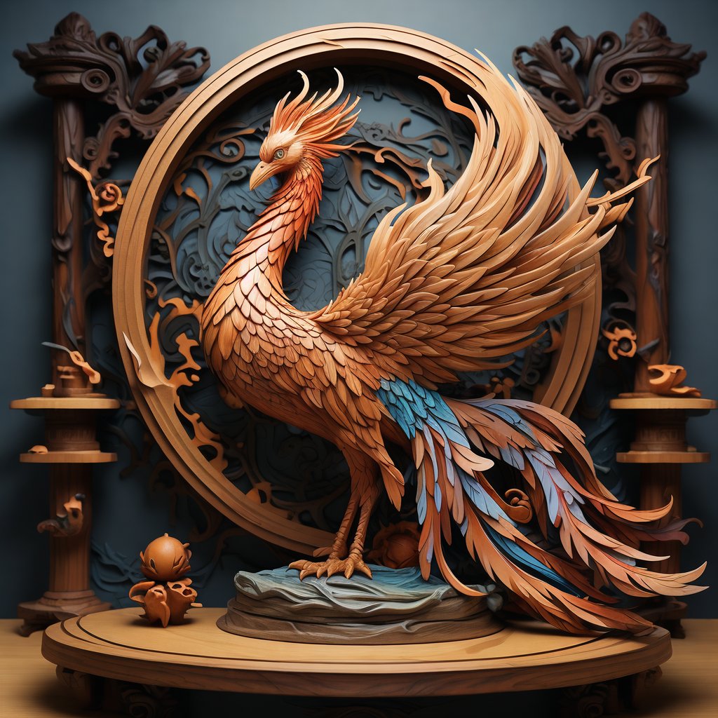 木雕艺术品,凤凰涅槃,古典与优雅的完美结合!