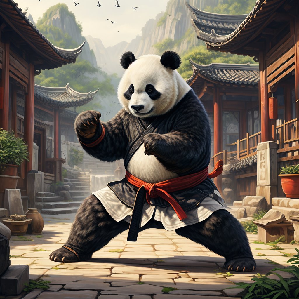 大熊猫也玩武术啦!