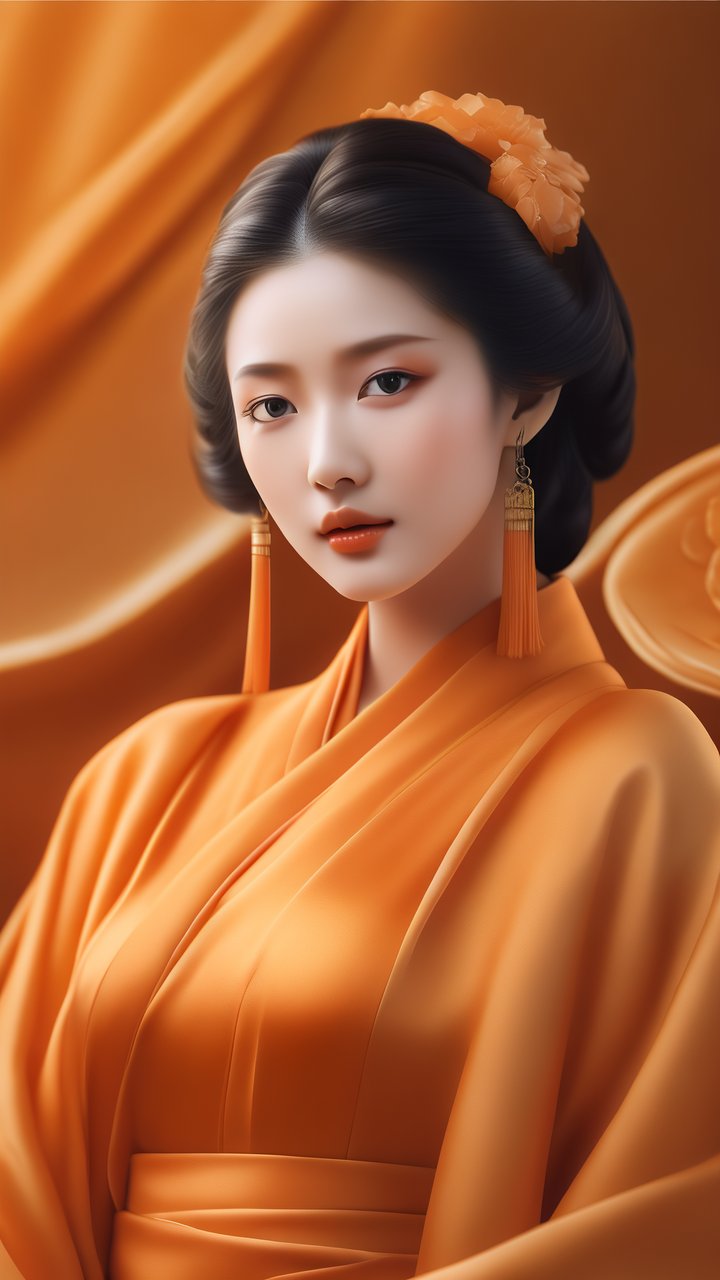 橙色古装,清新明快,如同春日暖阳,给人以温暖与活力.