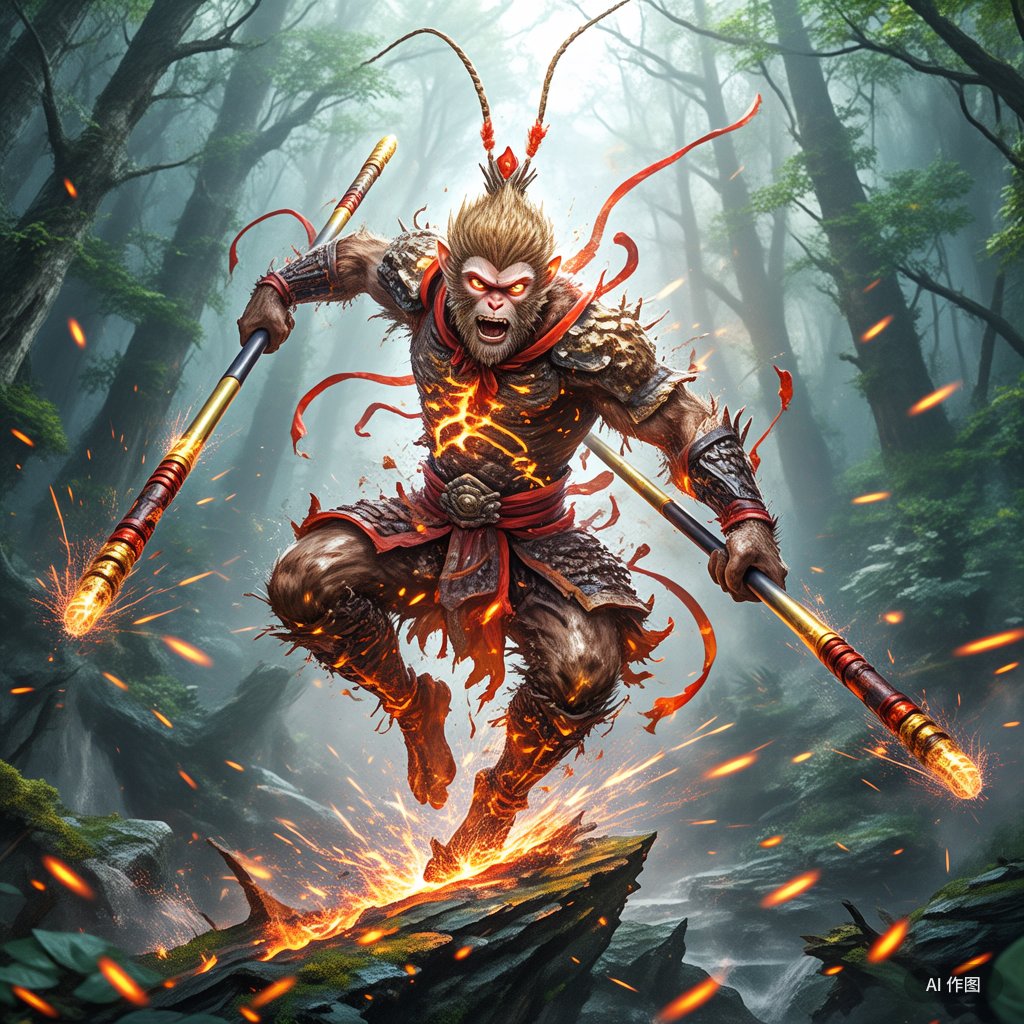 孙悟空,那桀骜不驯的孙猴子,在《黑神话》的传奇中