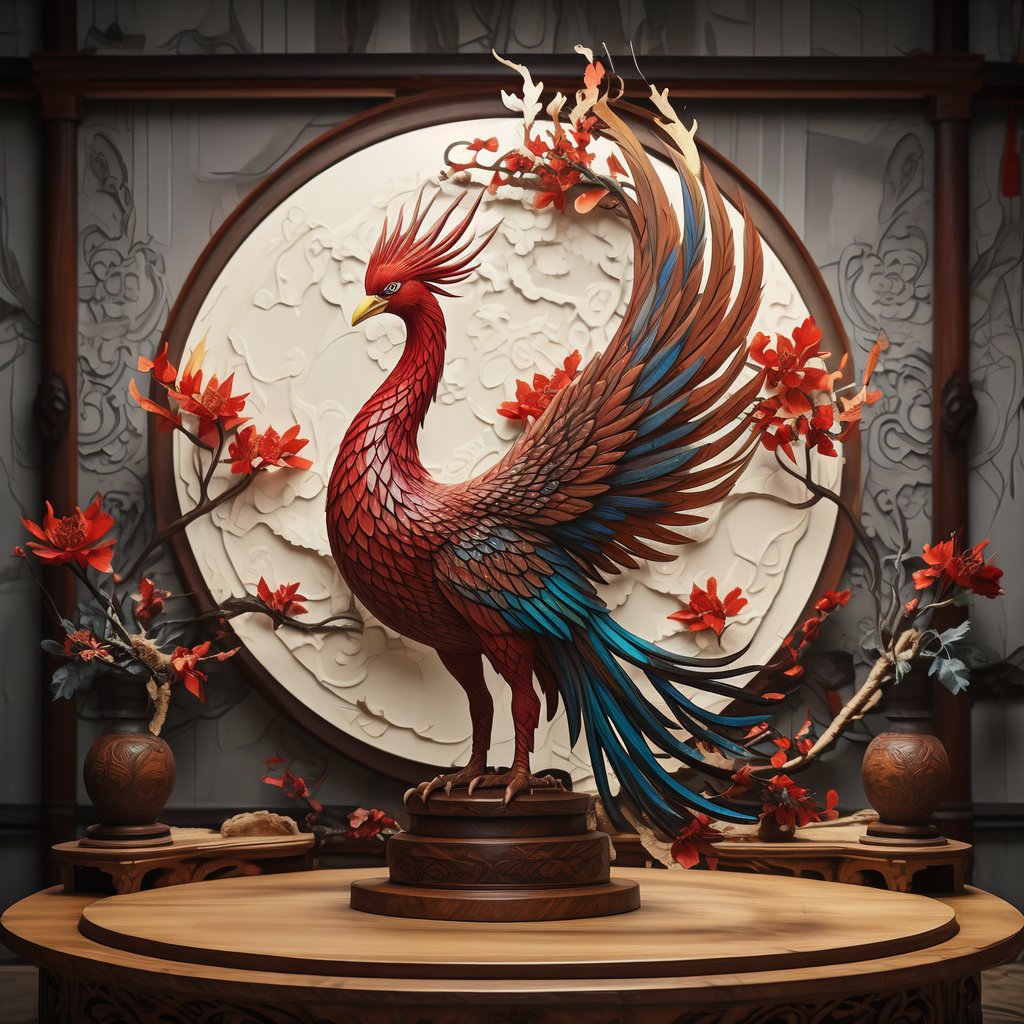 木雕艺术品,凤凰涅槃,古典与优雅的完美结合!