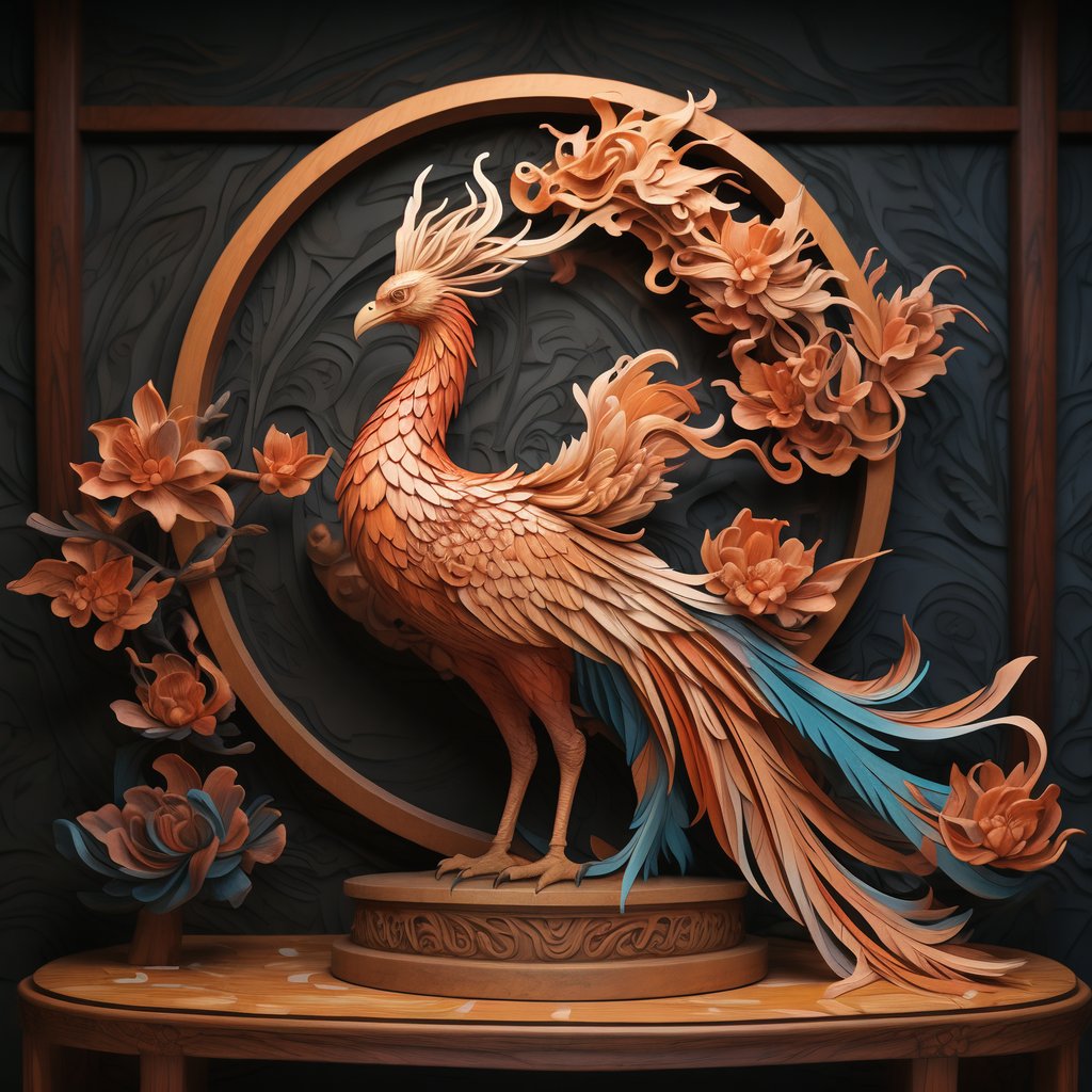 木雕艺术品,凤凰涅槃,古典与优雅的完美结合!