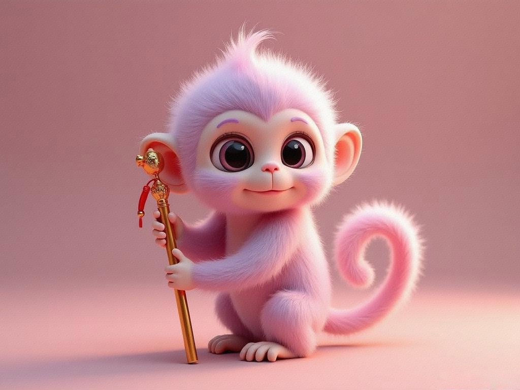 哇塞,这只粉嫩嫩的小猴子好萌哦!