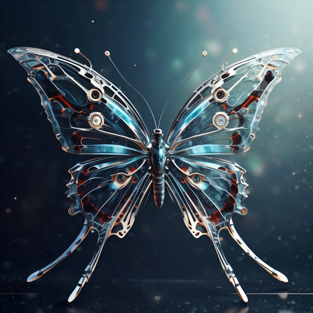 创意设计,蝴蝶,未来科技,灵动透明翅膀,有力的放射状翅膀,透明水晶