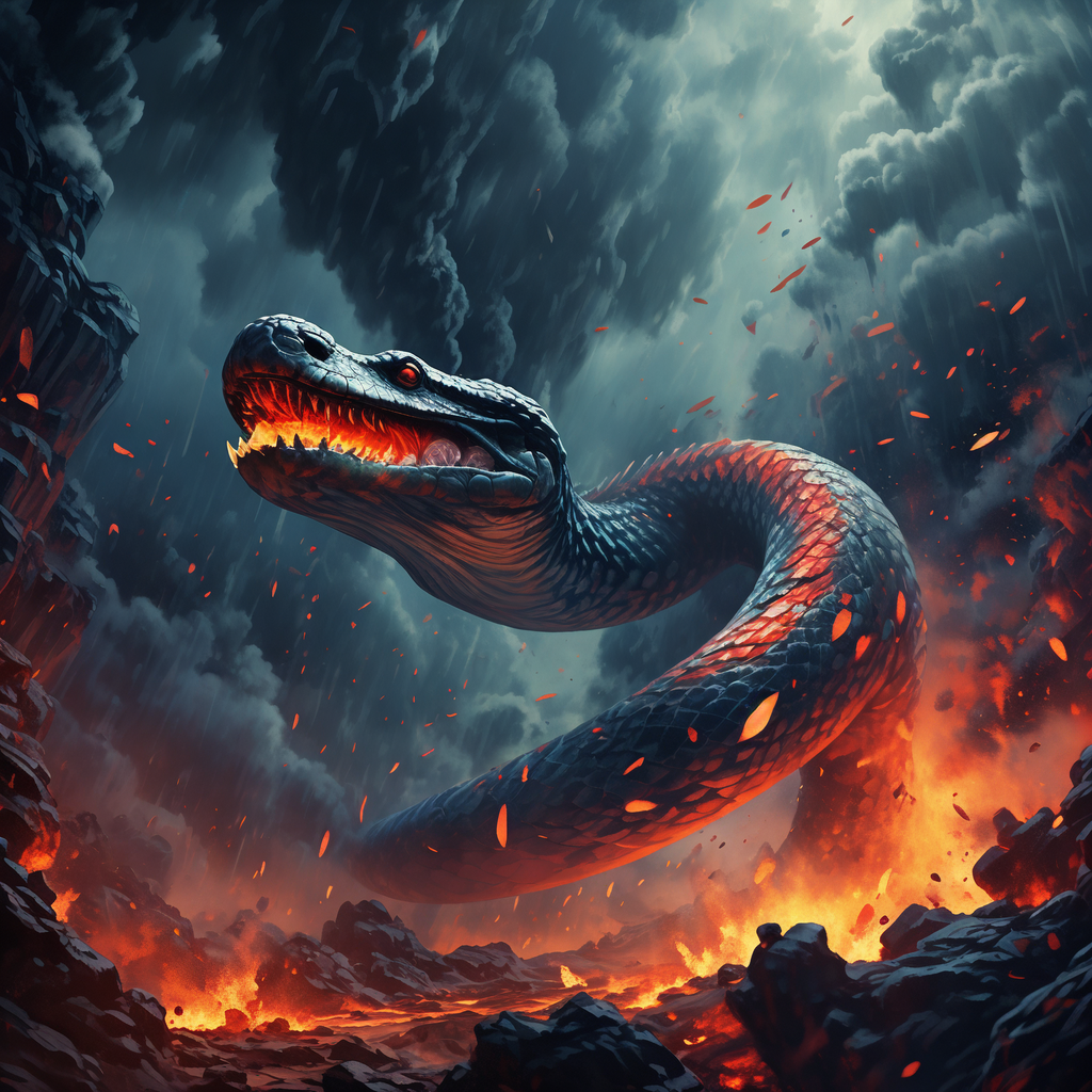 吞天蟒,那庞大的身躯仿佛能吞噬天地,尖锐的牙齿闪烁着寒光,令人望而