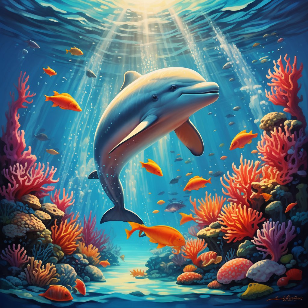 98快乐的海豚在五彩斑斓的珊瑚礁中畅游,这一幕仿佛让人置身于梦幻