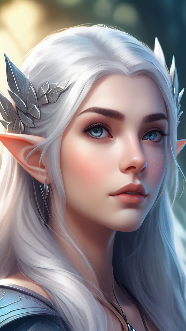 💖我第一次看到这位精灵,就被她的白色长发和深邃的蓝色眼睛深深