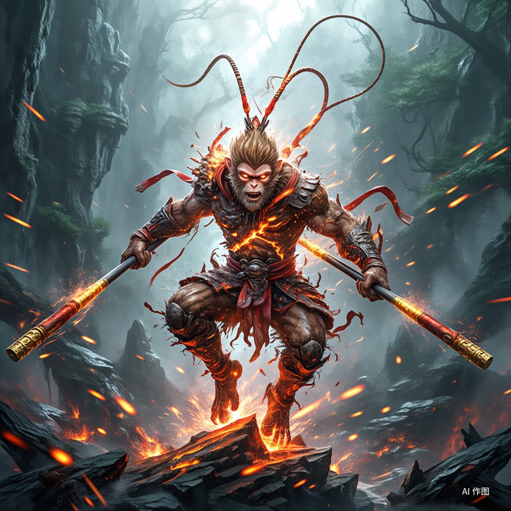 孙悟空,那桀骜不驯的孙猴子,在《黑神话》的壮阔画