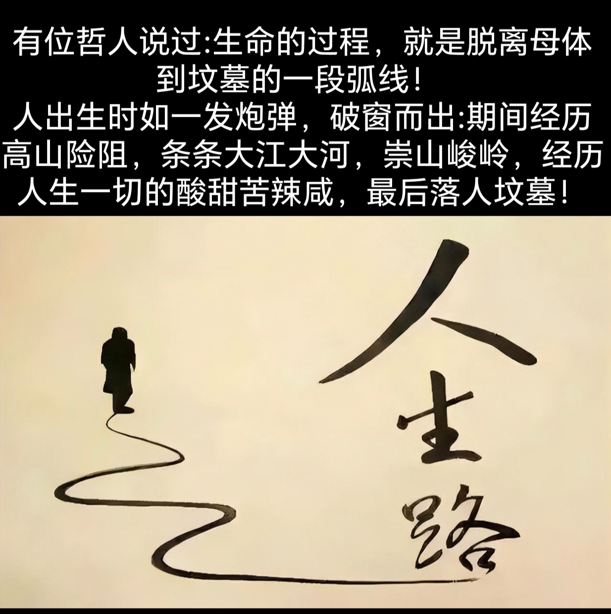 出生时如炮弹破晓,历经风雨坎坷,品味世间百味,终归于宁静生路