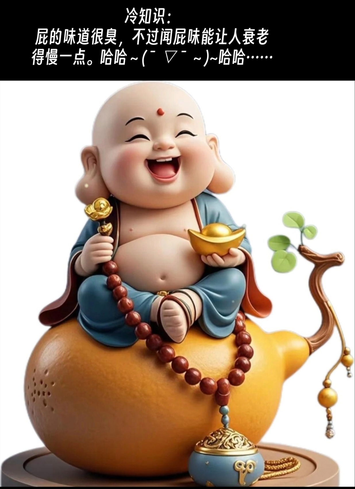 哈哈,大肚弥勒佛笑口常开,冷知识:屁味虽臭,但据说能延缓衰老哦!