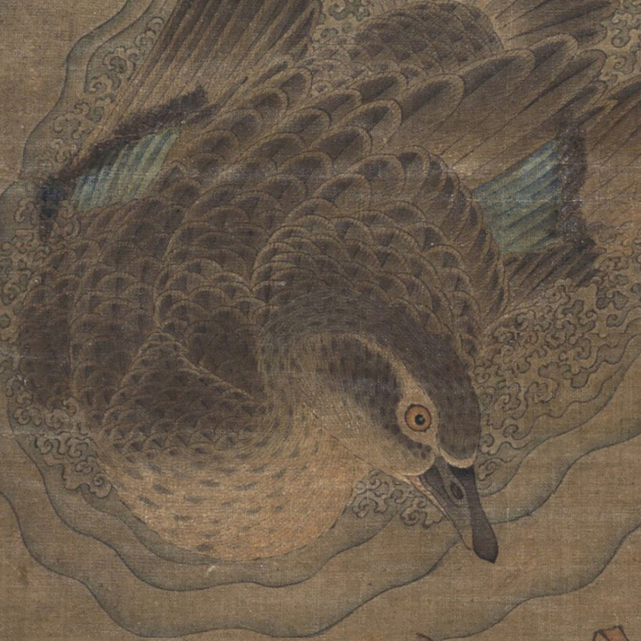 元 任仁发·秋水凫鹥图轴 元代青浦人任仁发能书善画,这幅《秋水凫鹥