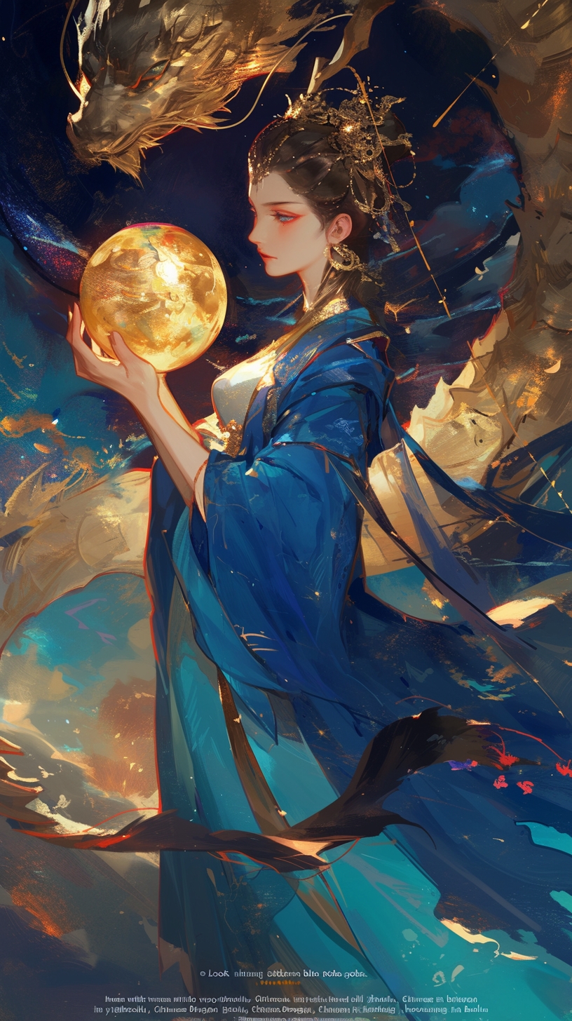 **蓝衣龙女**  在微风中轻舞的蓝衣女子,宛若画中之人,与世隔绝.