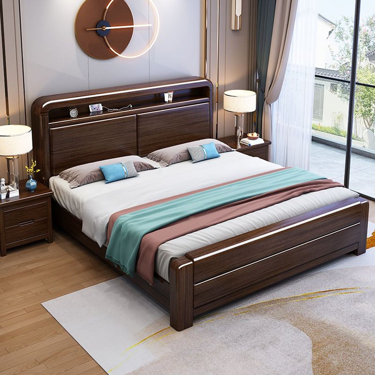 紫金檀木实木床中式全实木床家用高箱储物床#动态流量挑战赛