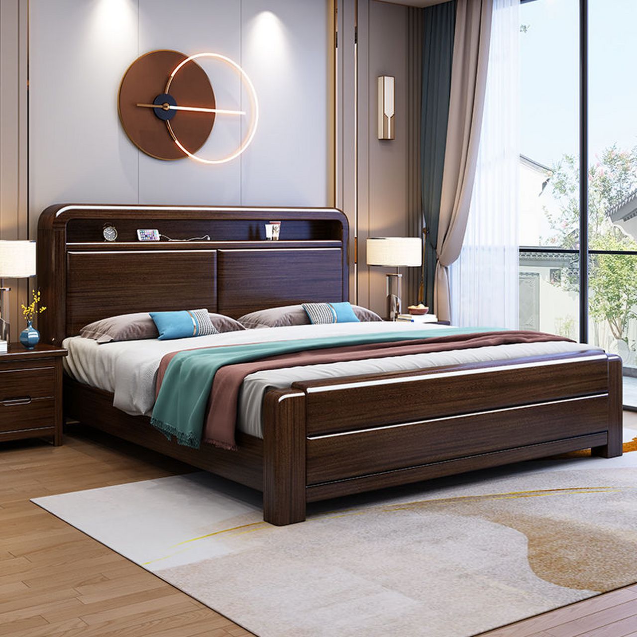 紫金檀木实木床中式全实木床家用高箱储物床#动态流量挑战赛