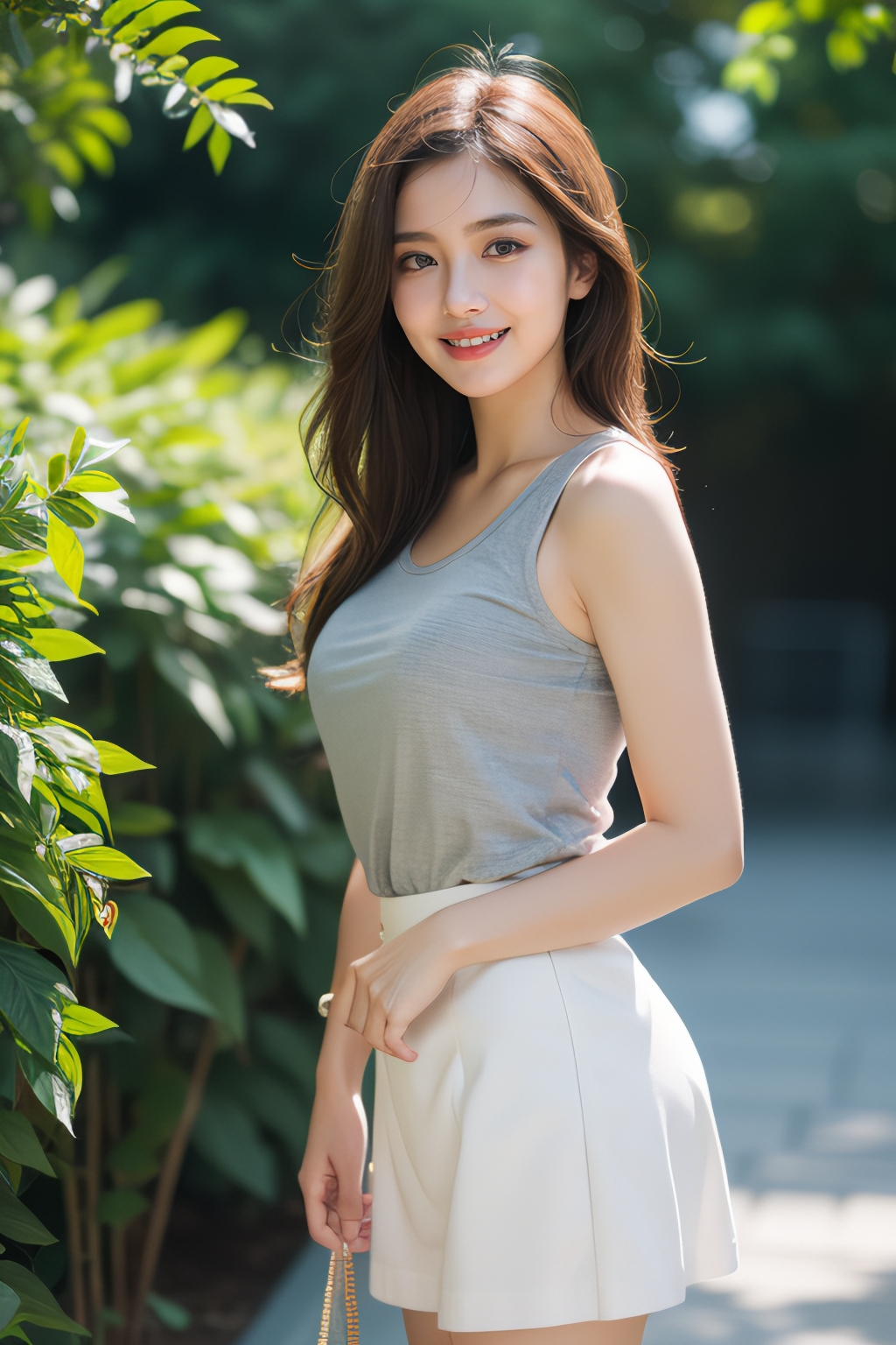 夏日阳光明媚,穿上轻盈的背心搭配飘逸短裙,走在街头,尽显轻松与优雅