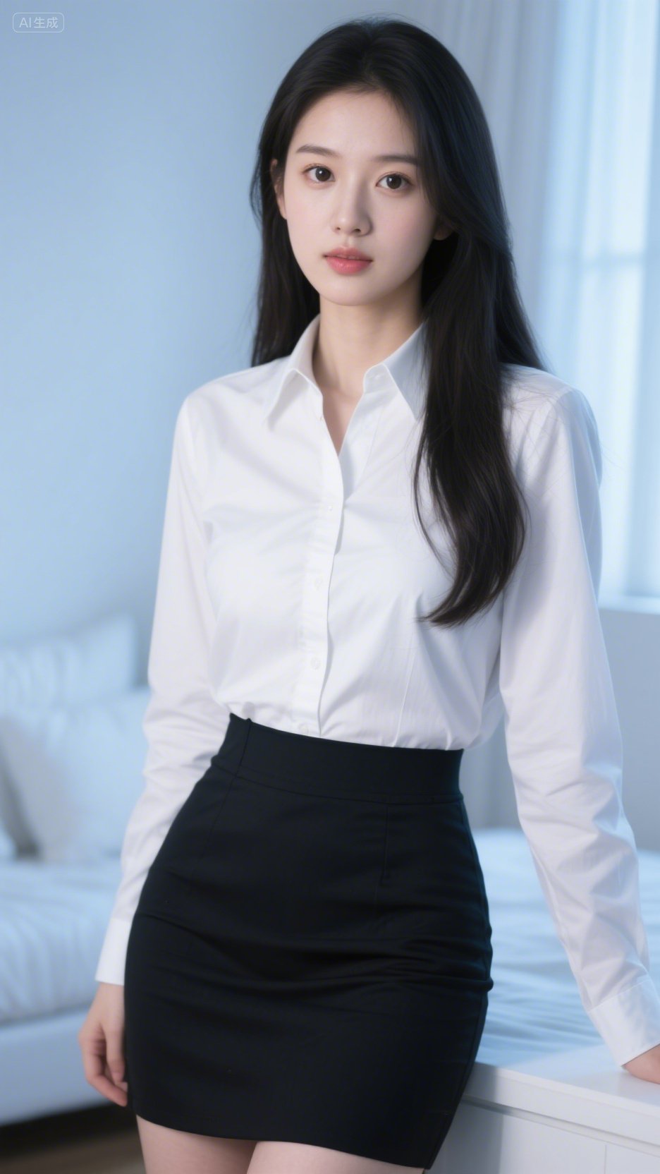 今天穿了白衬衫和短裙,感觉自己美美哒!