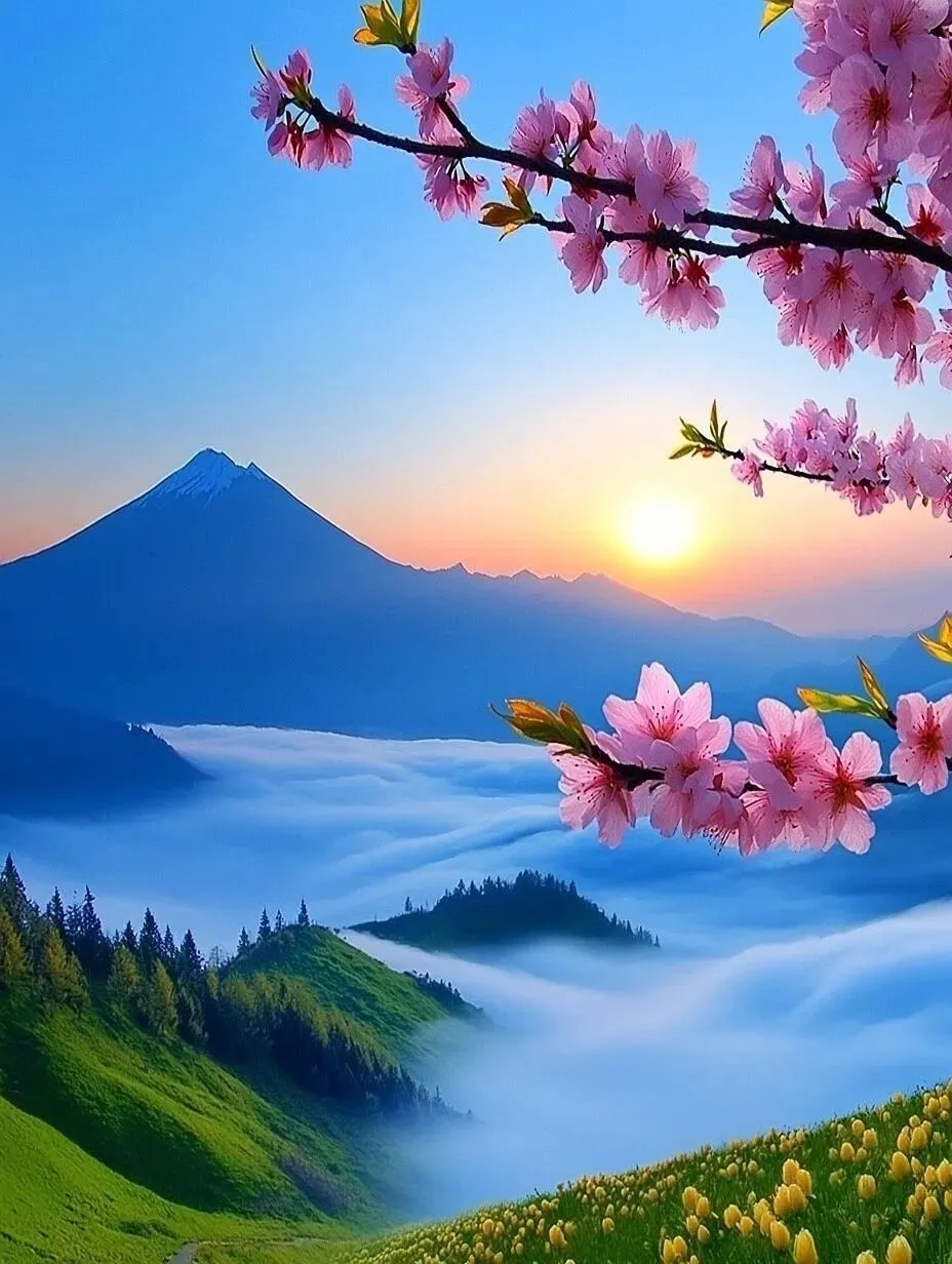 日出云海风景头像,凌晨五点的山峰,是星辰大海