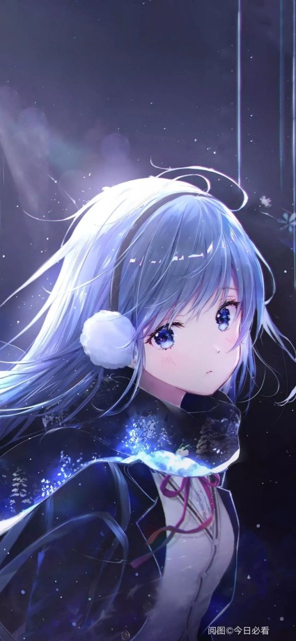 二次元美图# 蓝发少女