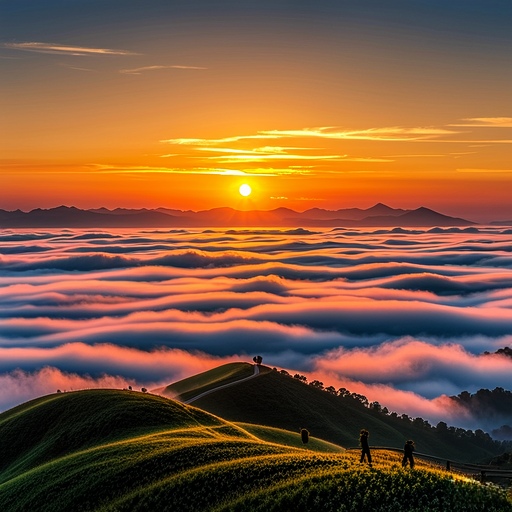 太阳从云层中破晓而出