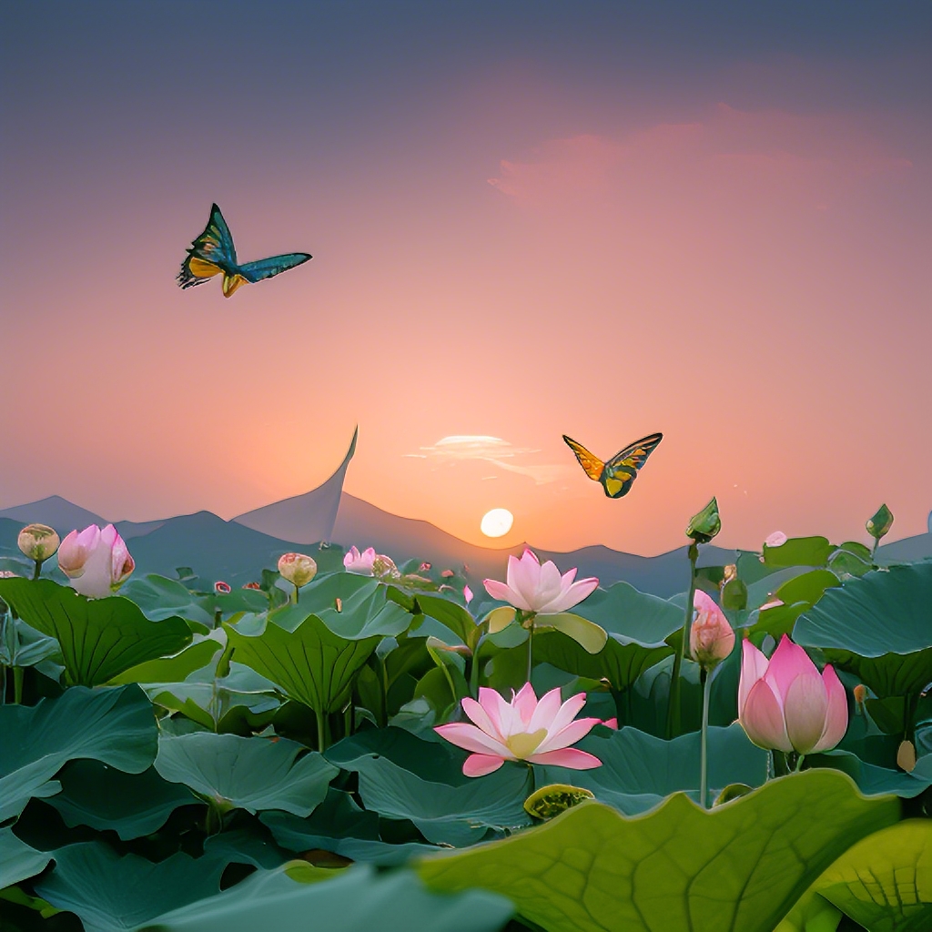 画面中央,明亮的满月犹如银盘,洒下柔和的光芒,照亮了整个荷塘.