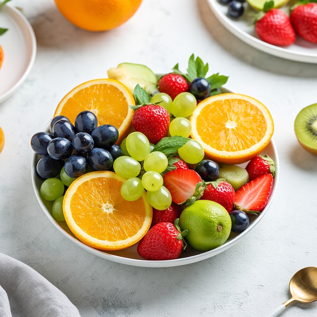 阳光透过纱帘洒在餐桌上,这盘夏日水果拼盘瞬间点亮了整个早晨