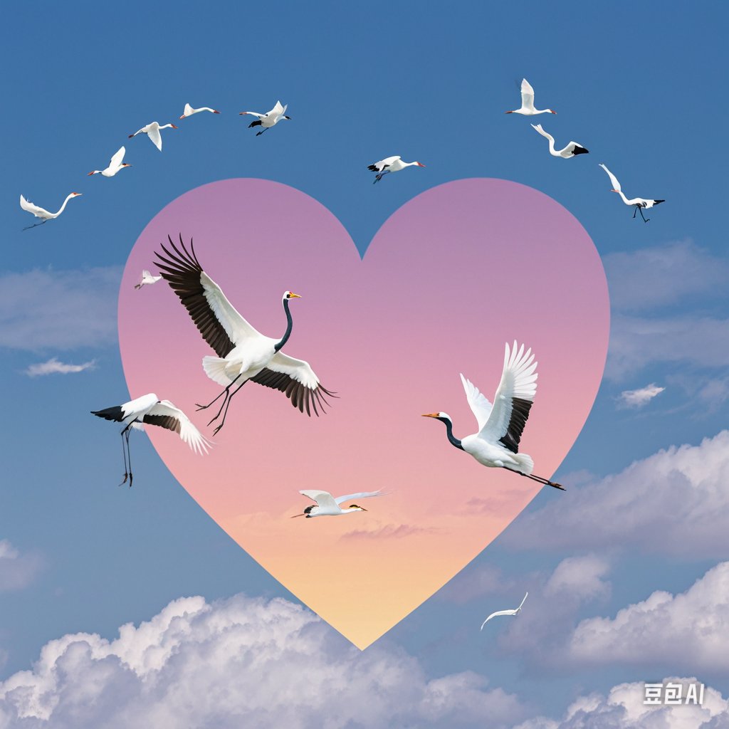 白鹤亮翅,天空飞翔,代表平安幸福,吉祥如意#娱乐最前沿